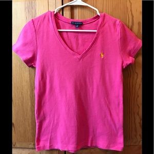 Ralph Lauren Short Sleeve V-Neck Top Tee Women L